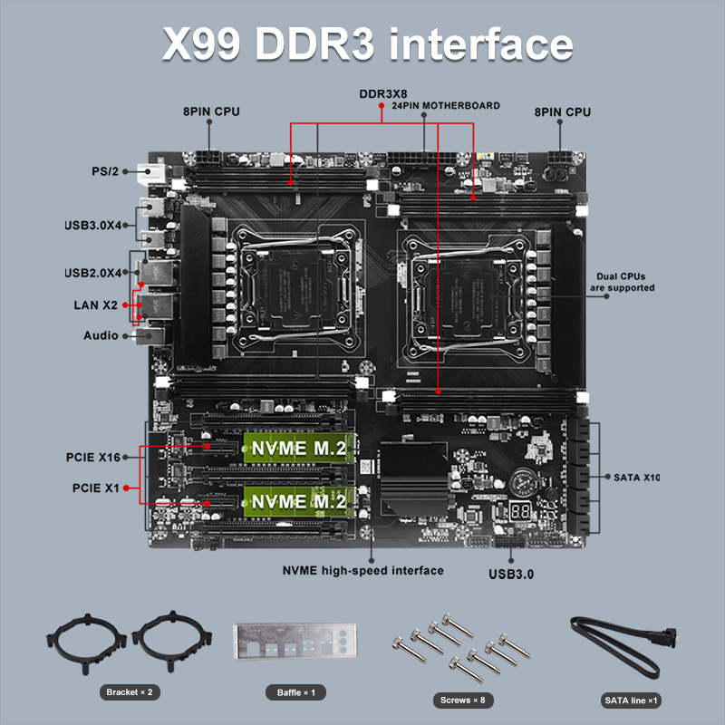 X99 듀얼 소켓 Cpu 마더보드 Lga2011-3 8 - Ecc Ram Server 리뷰 및 가격